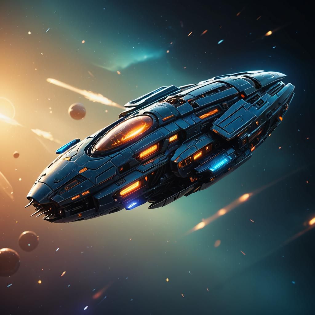 Sleek Alien Bullet Starship Concept Art