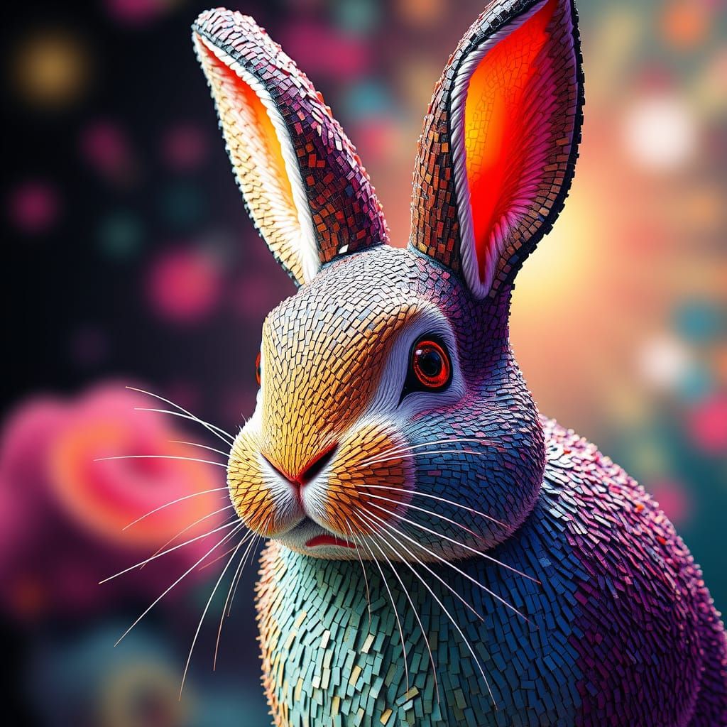 Mosaic Rabbit Teaches a Lesson in Dark Humor