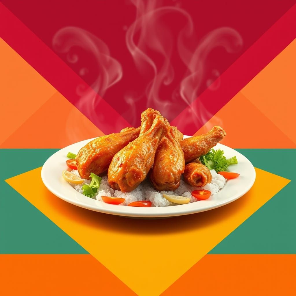 Chicken Wings in Digital Pop Art Style