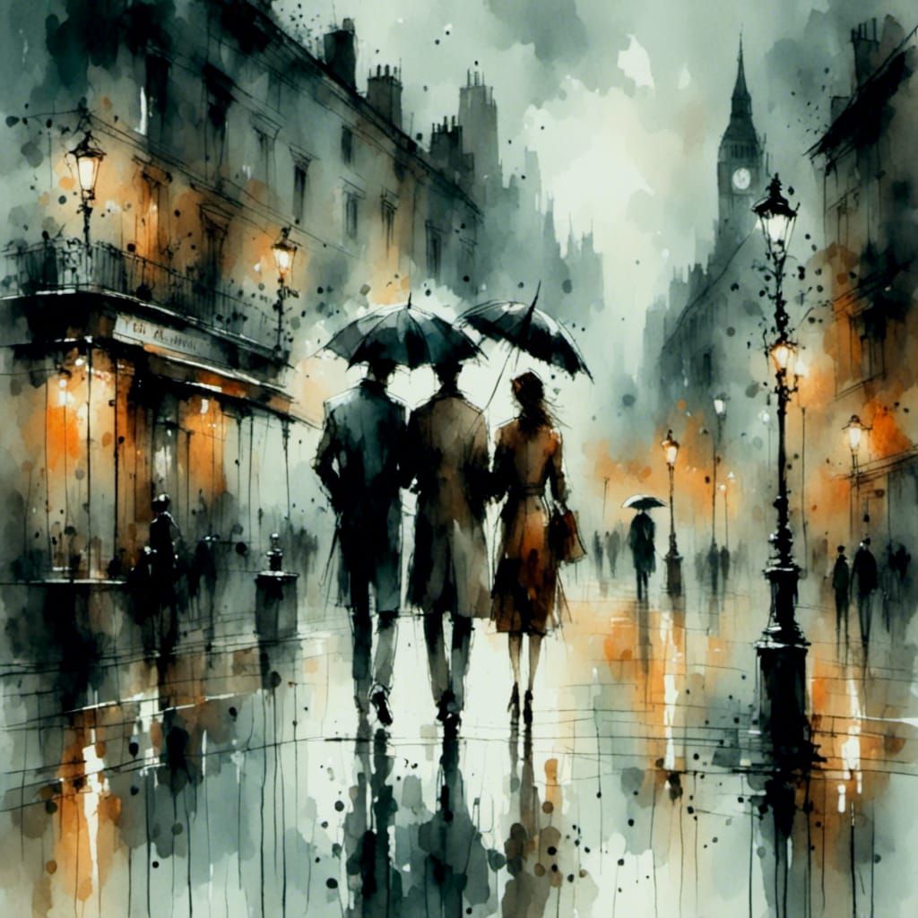 Friends under the rain