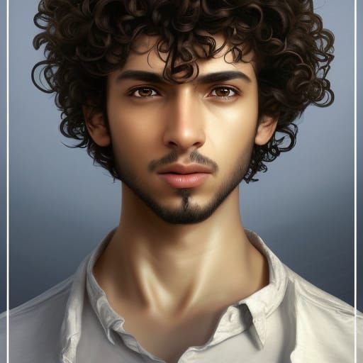 Handsome Boy with Curls: Hyperdetailed Portrait