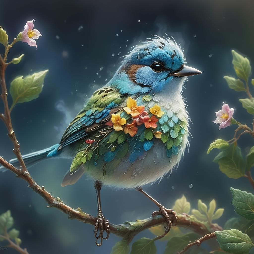 Ethereal Tiny Bird in Luminist Style
