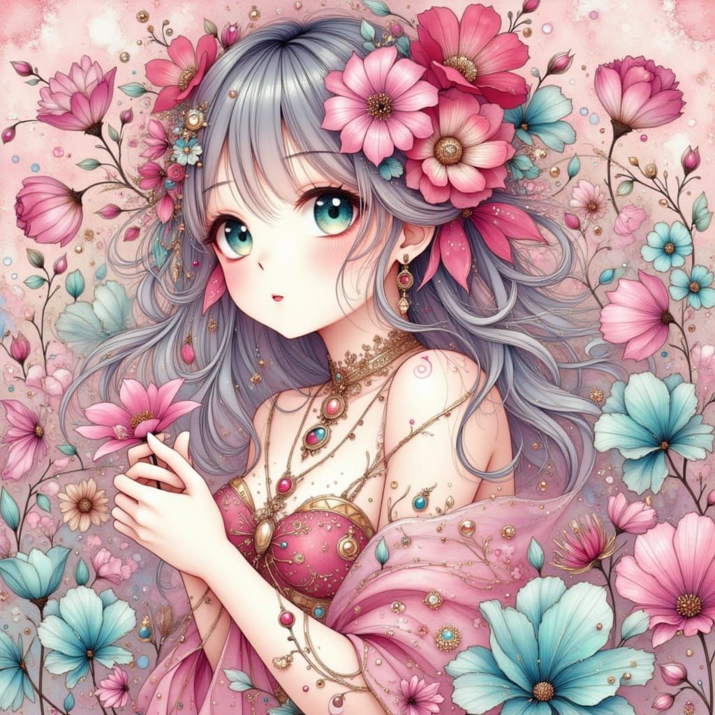 Sakura Blossoms in Earthy, Textured Art Style