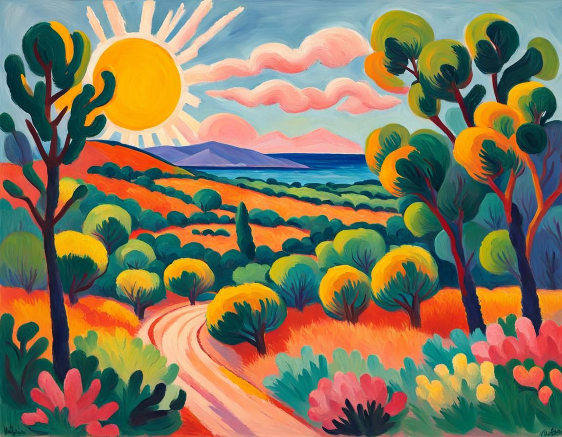 Fauvist Landscape Painting with Expressive Brushstrokes