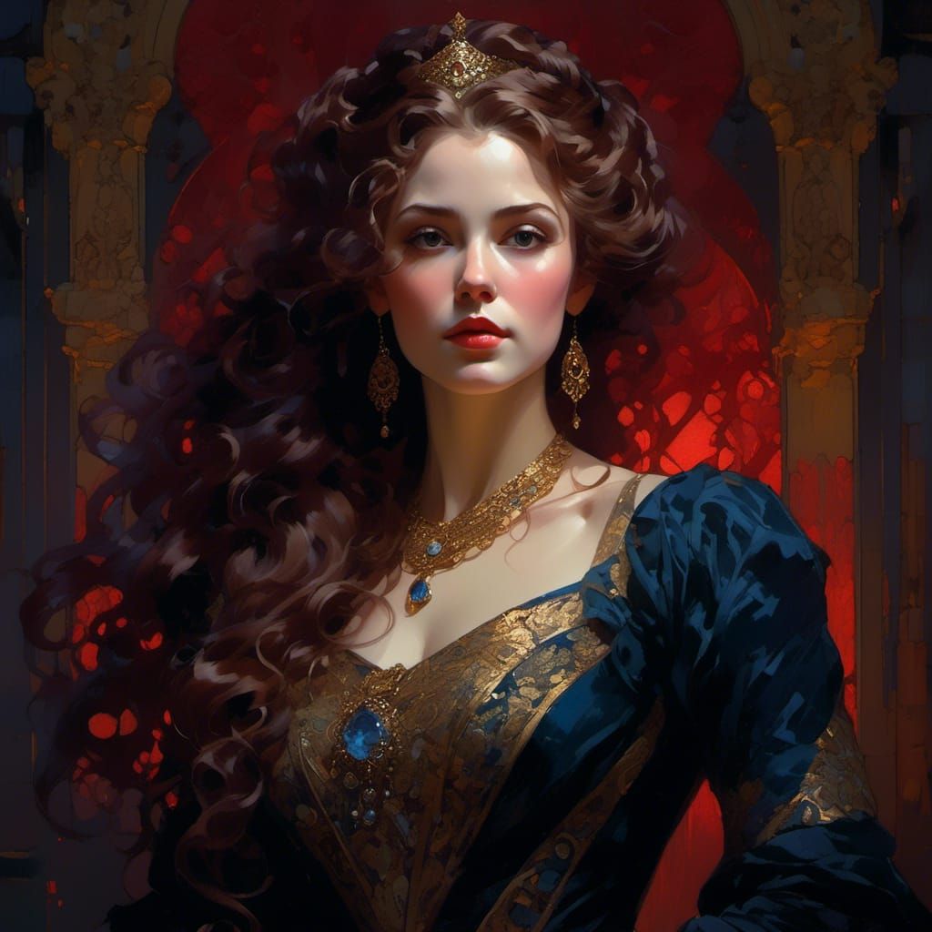 Princess Belle Portrait in Hyperrealistic Splash Art Style