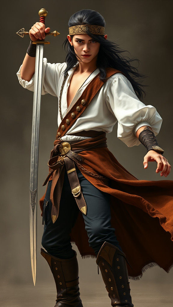 Young Warrior with Gold Headband in Fantasy Style