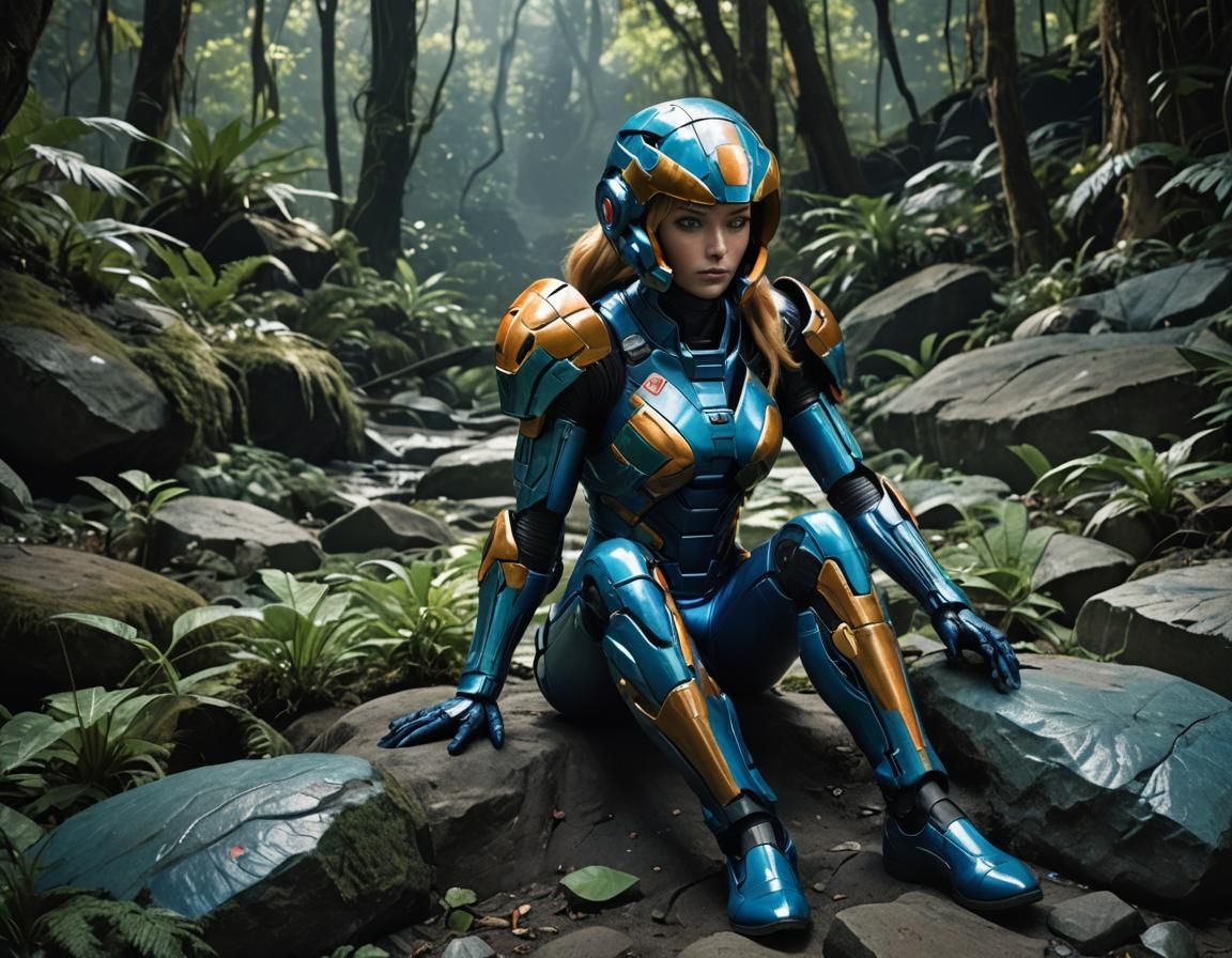 Alien Jungle: Girl in Torn Sci-Fi Spacesuit