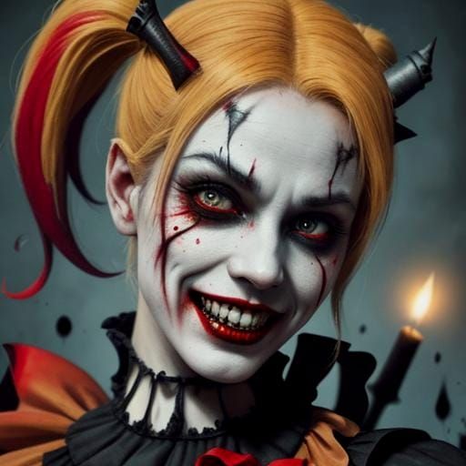Harley Quinn in Dark Gothic Horror Style