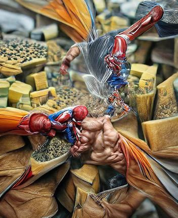 Epic Battle of Ancient Forces in Hyperrealistic Style