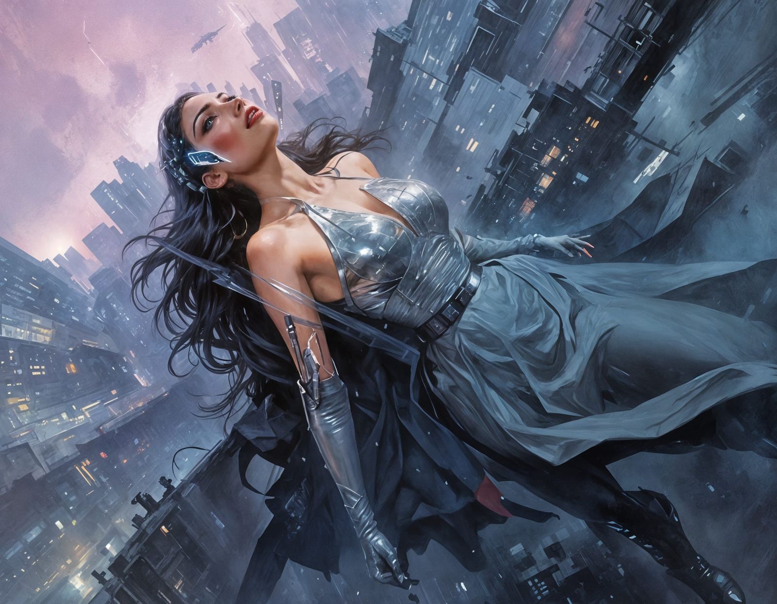 Mysterious Cyberpunk Cityscape at Night