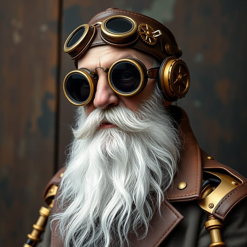 Steampunk Grandpa with Bronze Limbs and Gears