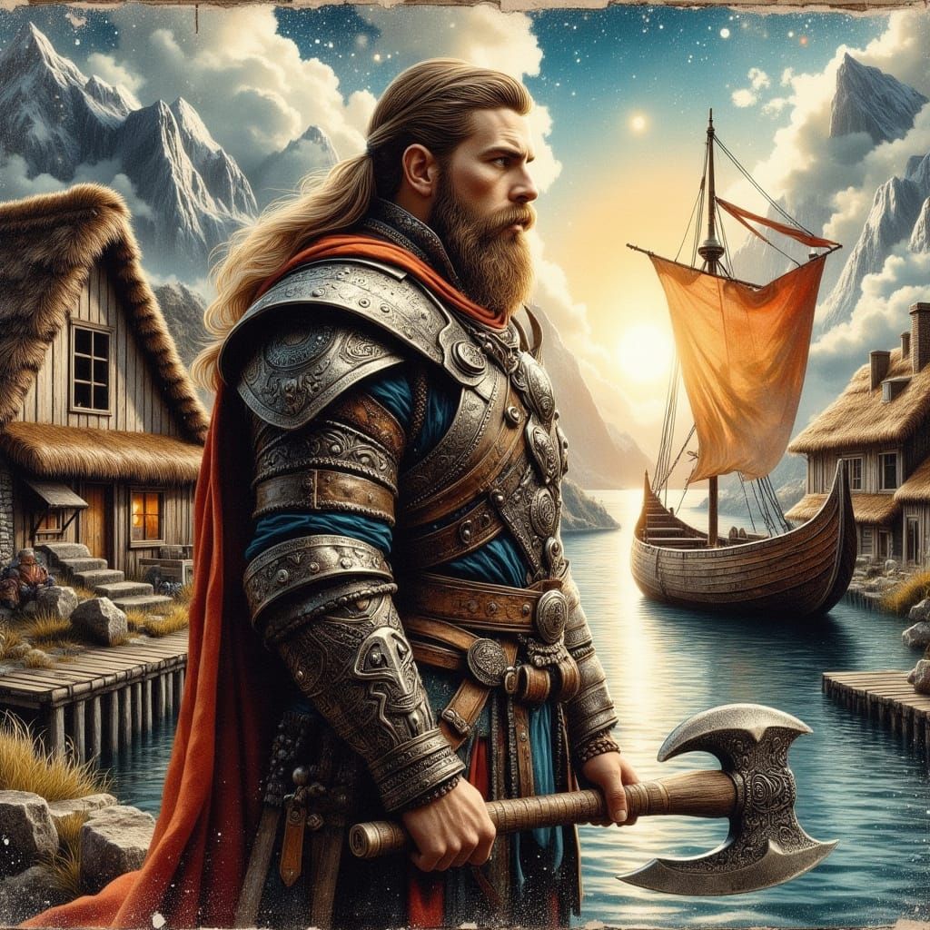 Viking Warrior in Epic Medieval Battle Scene