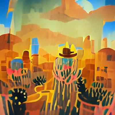 Wild West Frontier Sunset in Gouache Poster Art