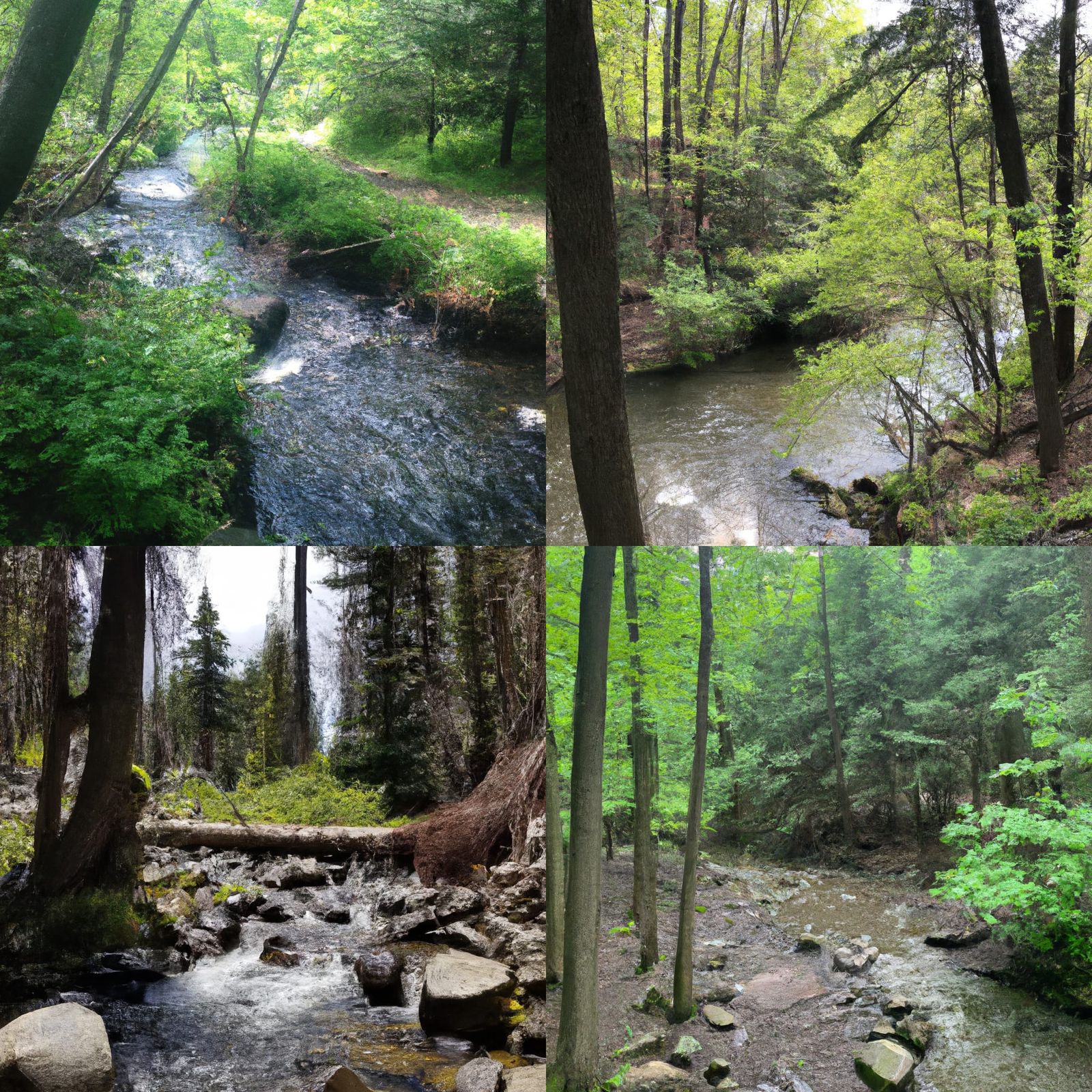 Lush Forest River Scene in Stylized Art