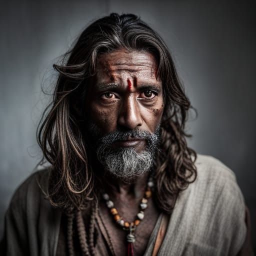 Aghori Sadhu Portrait with Rudraksha Mala