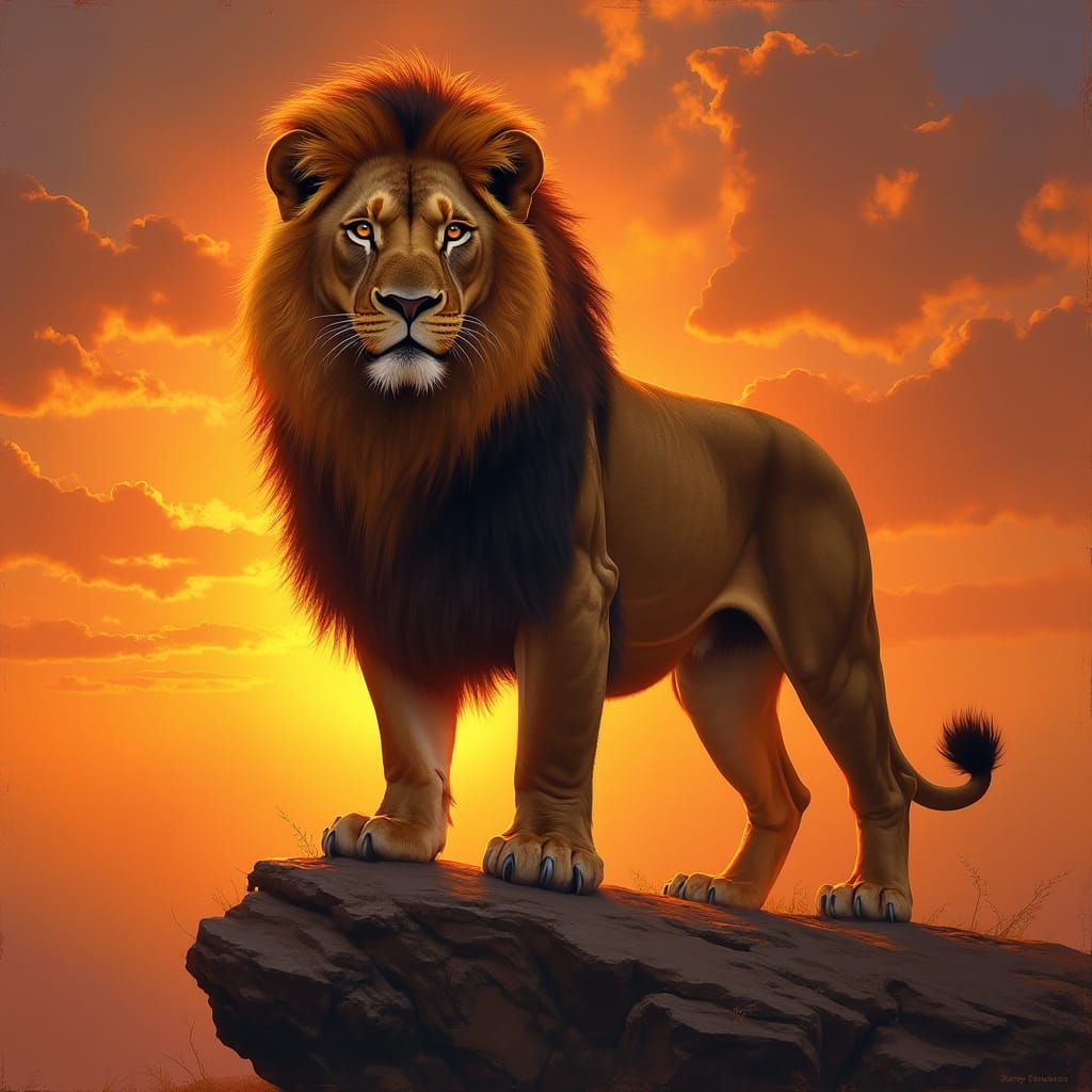 Lion of Blazing Splendor at Sunset