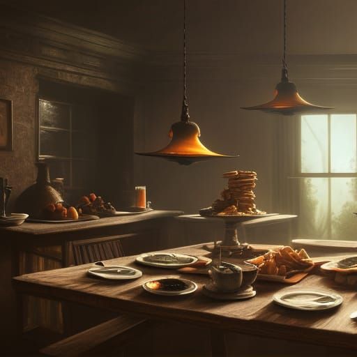 Hyperdetailed Snack Table in Volumetric Lighting