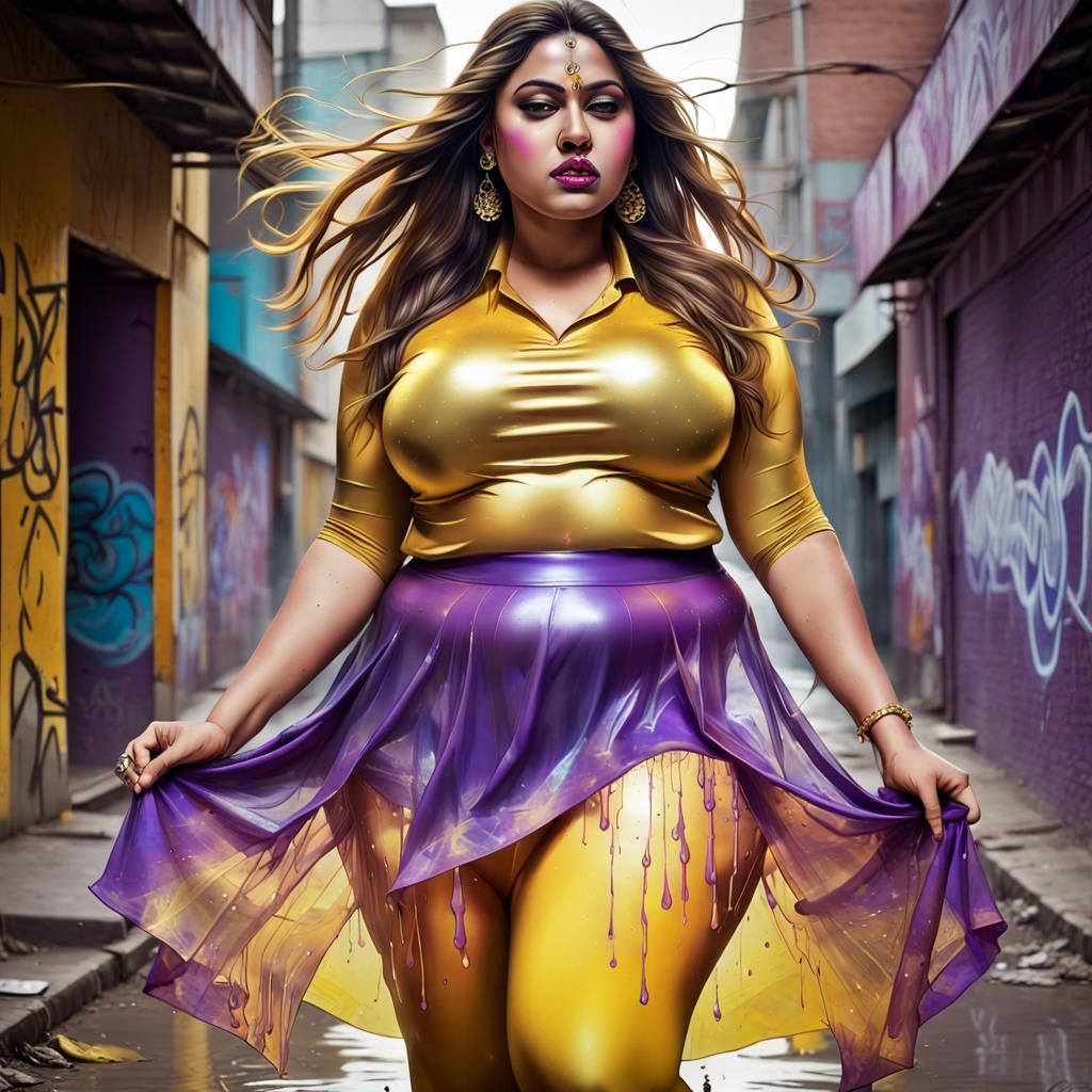 Plus Size Woman in Graffiti Art Style