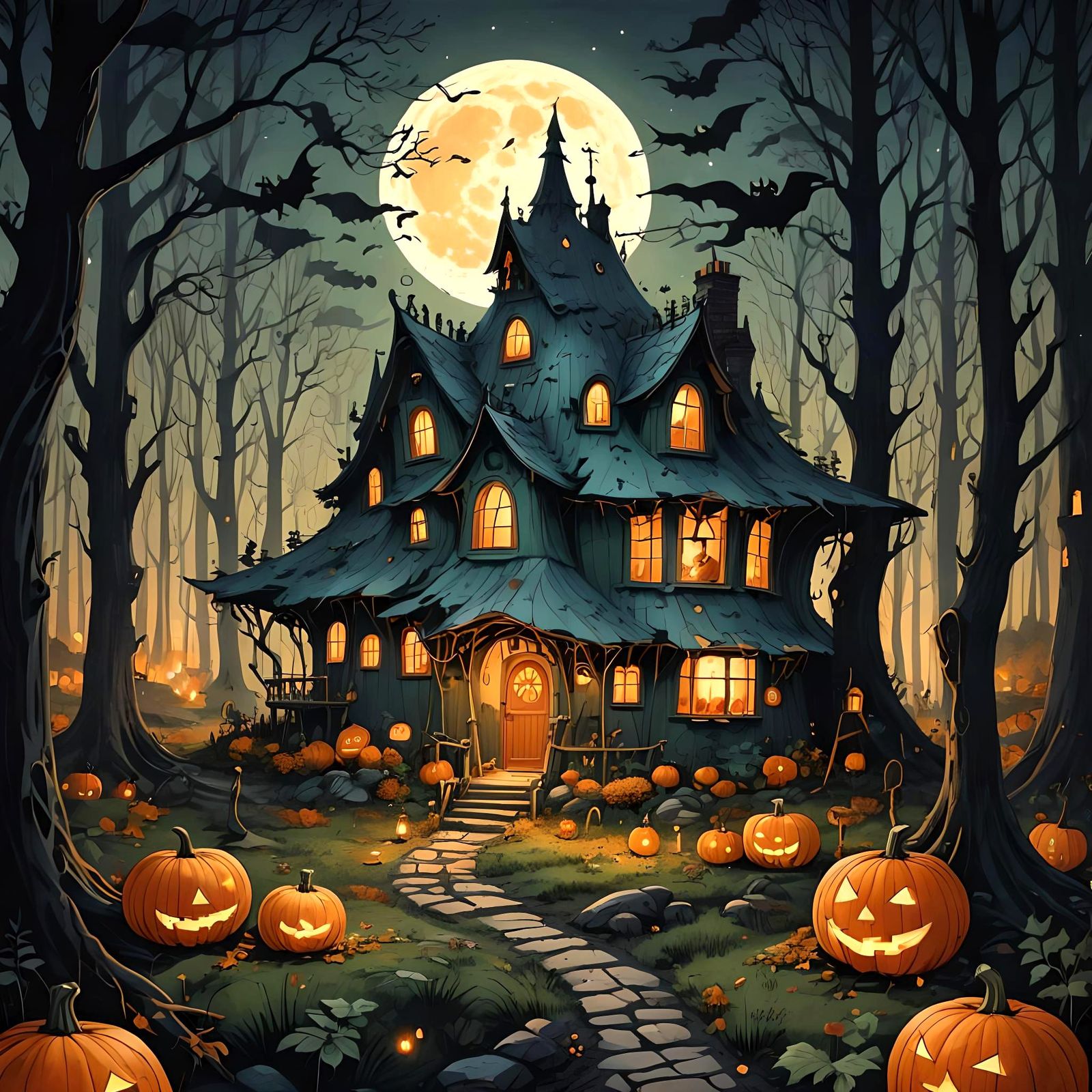 Halloween Forest: Witch's Pumpkin House