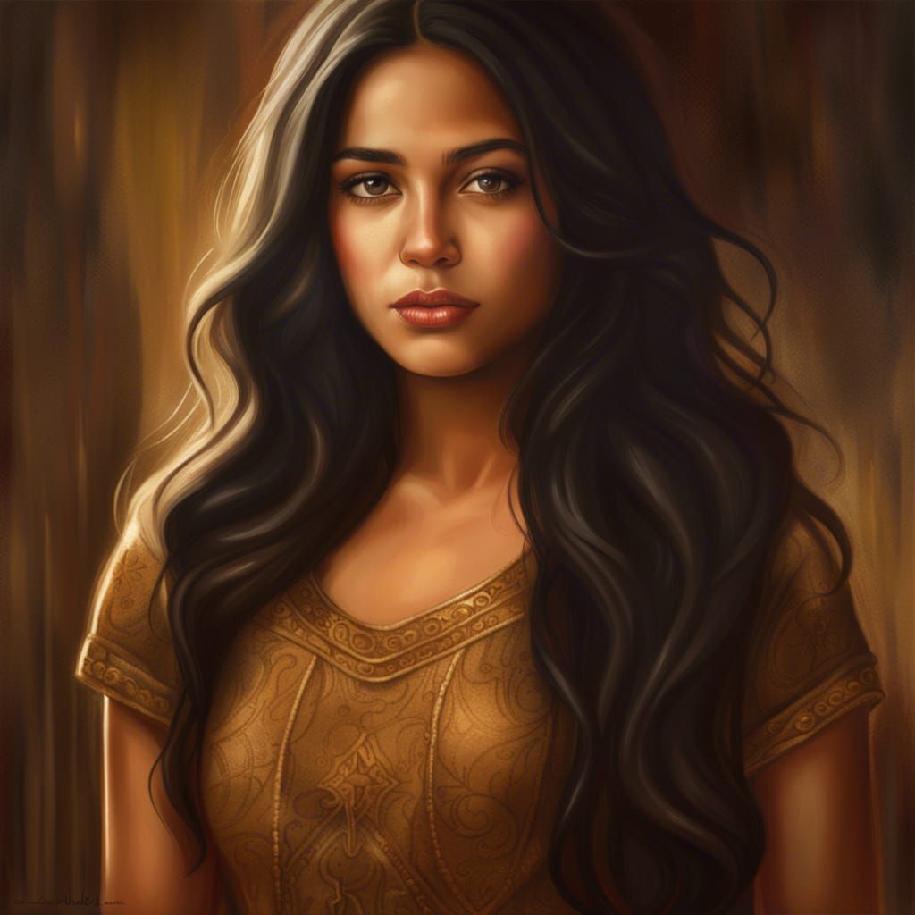 Beautiful Mexican American Woman with Golden Hair