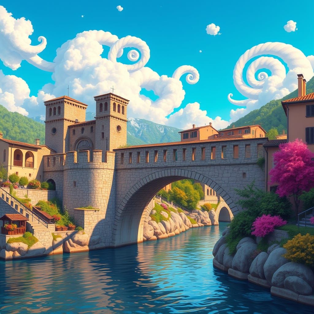 Medieval Bridge Transformed into Whimsical Candy Wonderland