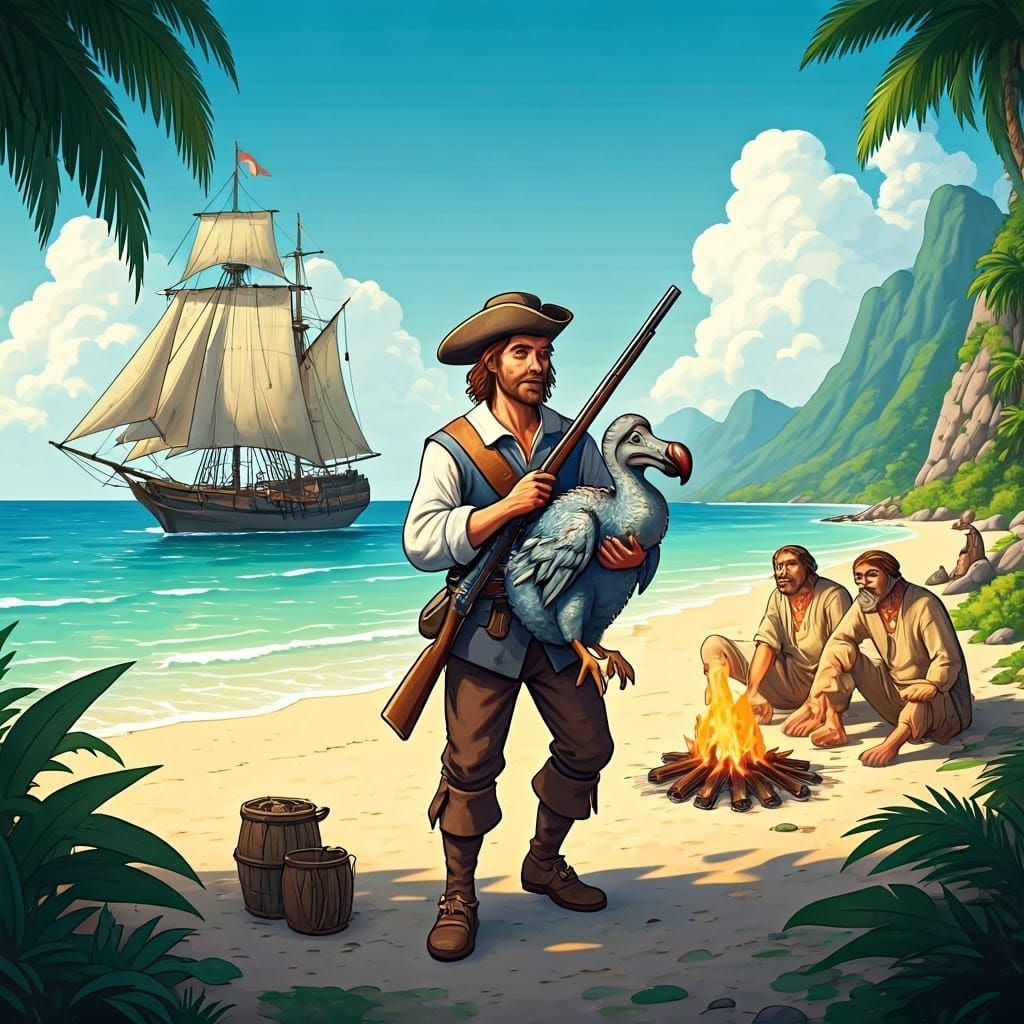 Dutch Sailor Discovers Dodo on Tropical Island in 17th-Centu...