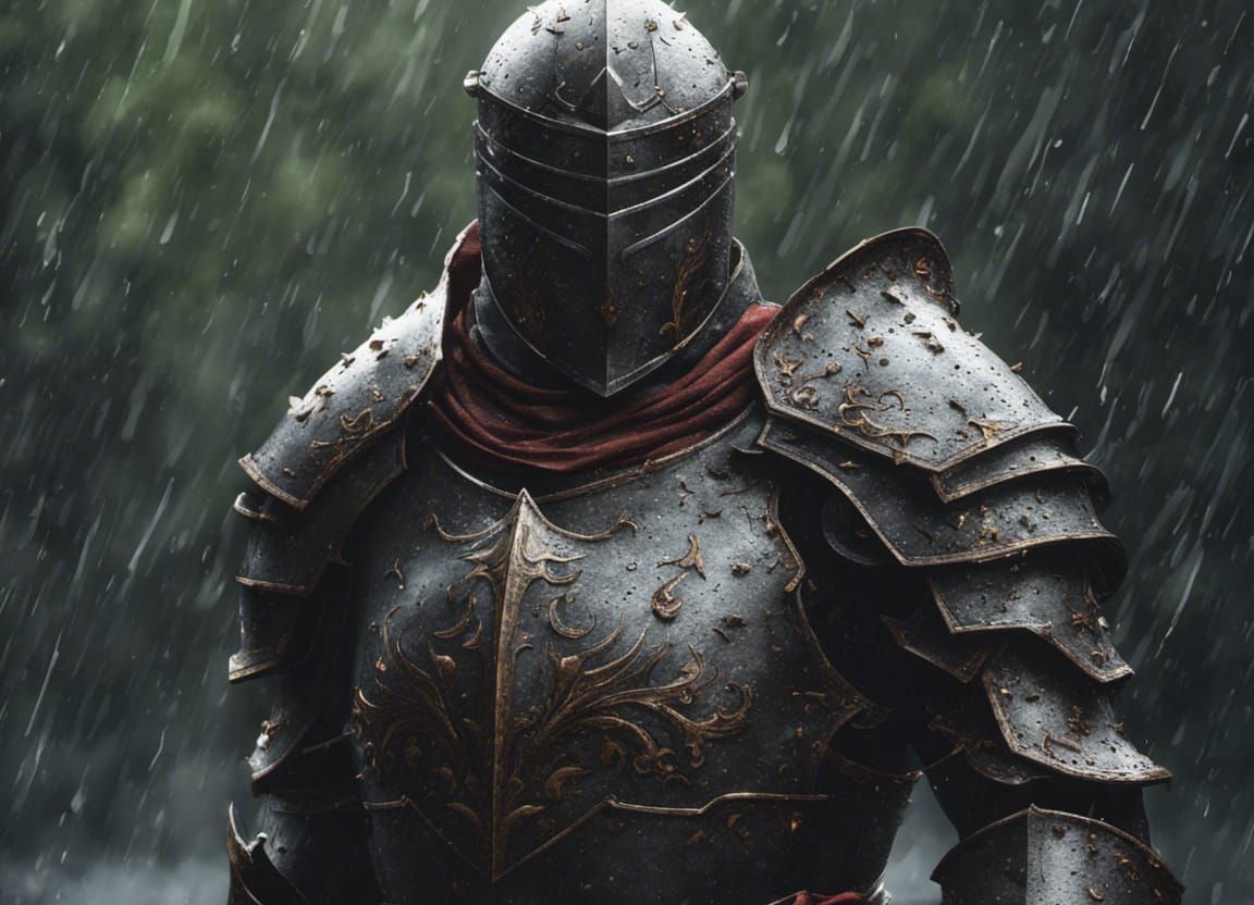 Armored Knight in Rain: Fantasycore Concept Art