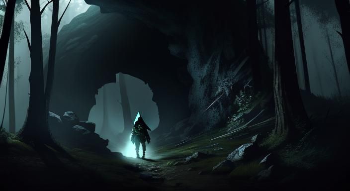 Cyclops and Hunter in Dark Fantasy Woods