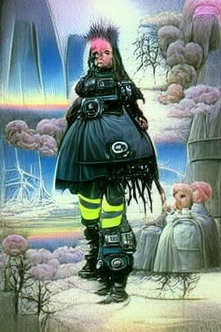 Cybergoth Magical Girl in Romantic Landscape Style