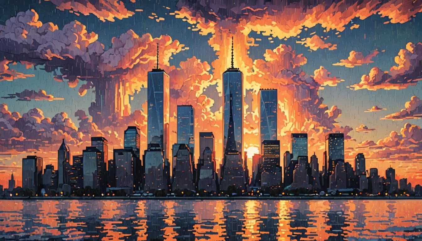 Pixel Art World Trade Center Tribute