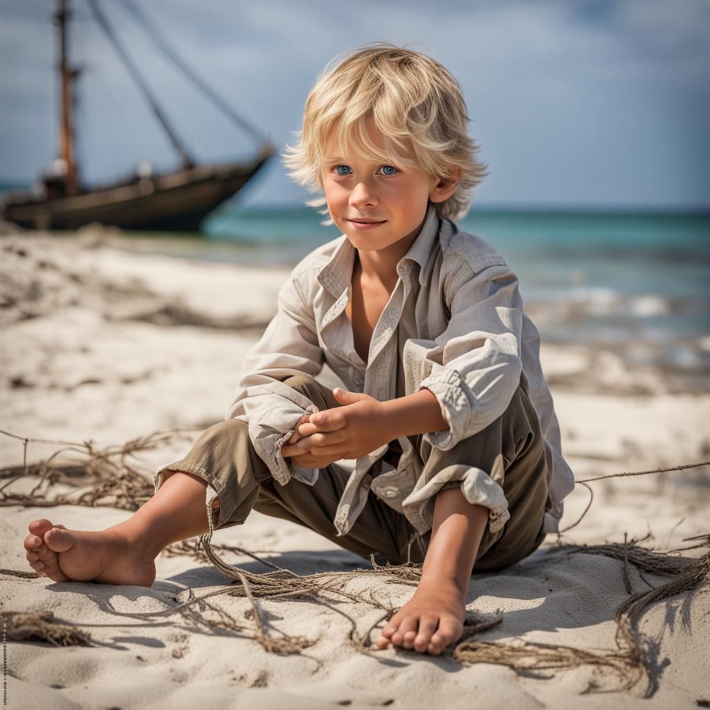 Lost Boy Signals for Rescue on Deserted Island