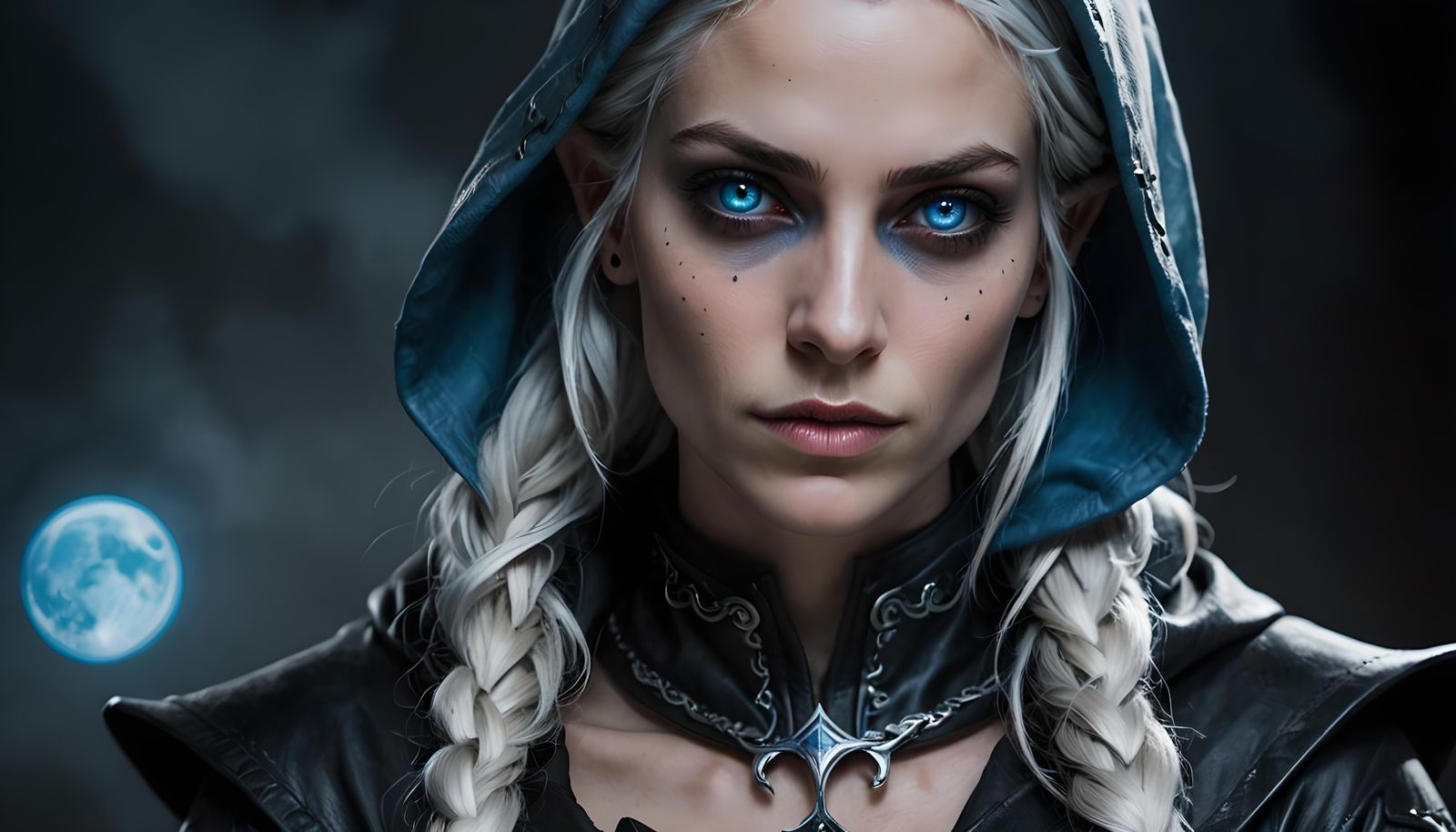 Hyperrealistic Portrait of a Dark Elf Woman