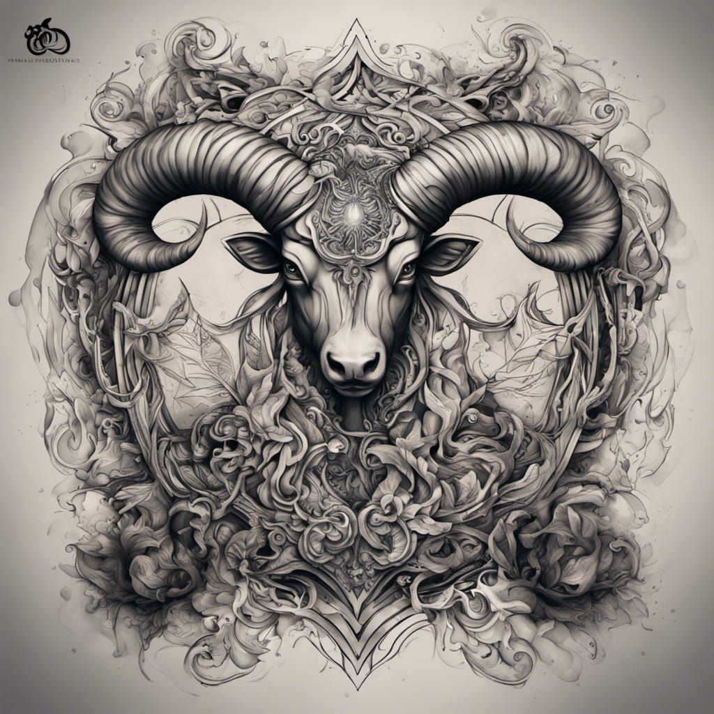 Abstract Tattoo Design: Aries and Aquarius Symbols