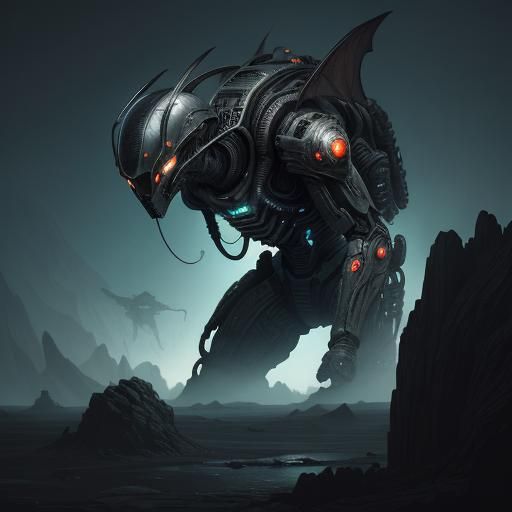 Biopunk Titanus Muto on Mars: Sci-Fi Illustration