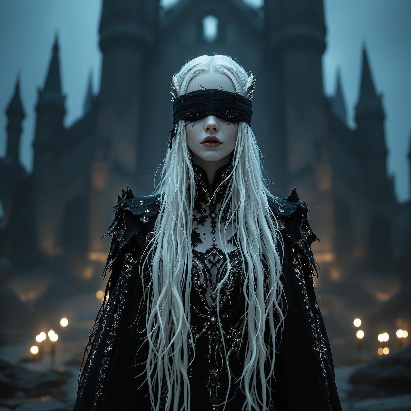 Ethereal Royal Figure in Bio-Mechanical Splendor