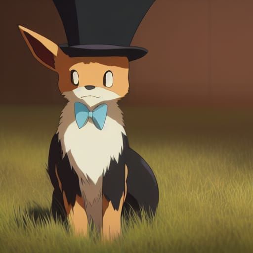Eevee in Top Hat, Studio Ghibli Style
