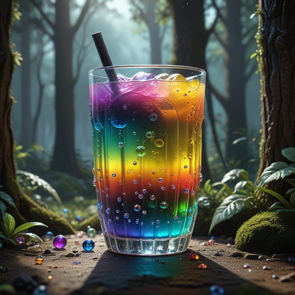 Rainbow Bubble Tea in Forest Glade