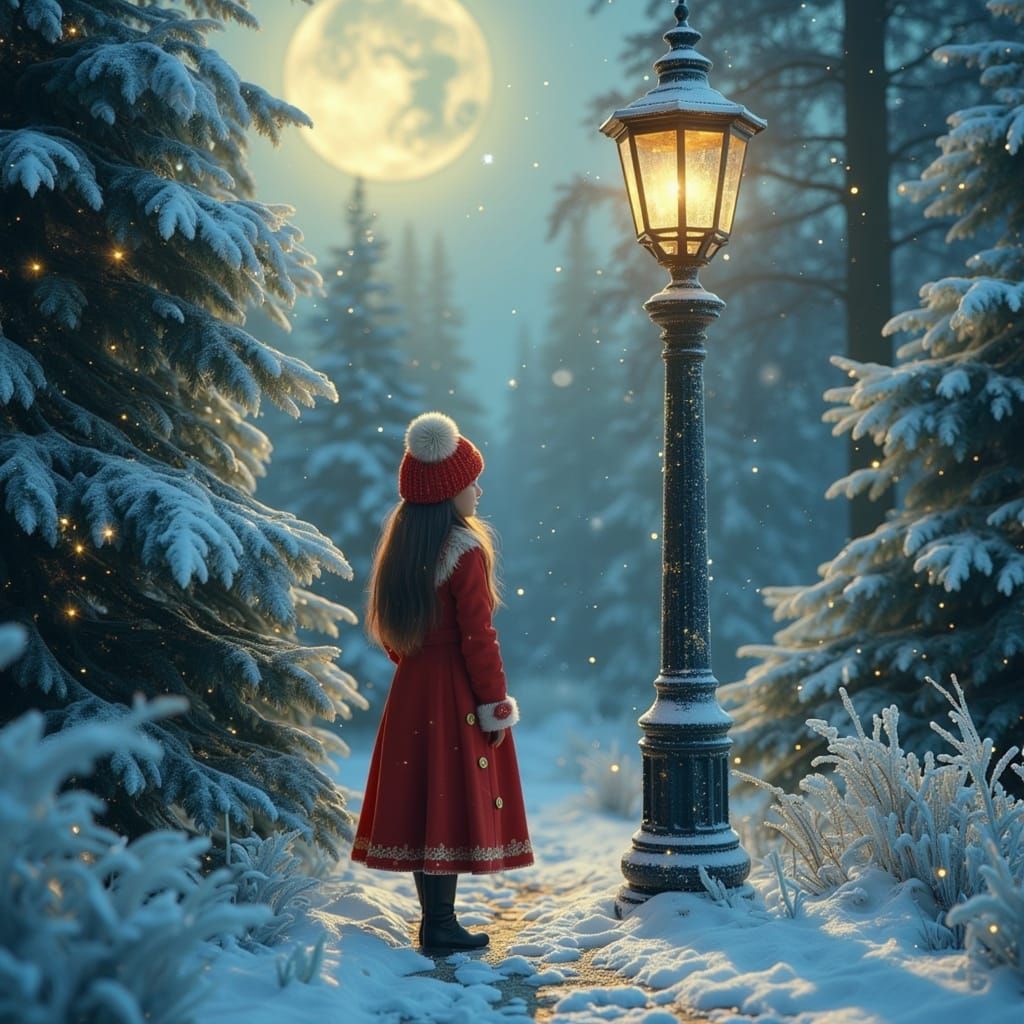 Winter Wonder Girl in Art Nouveau Style