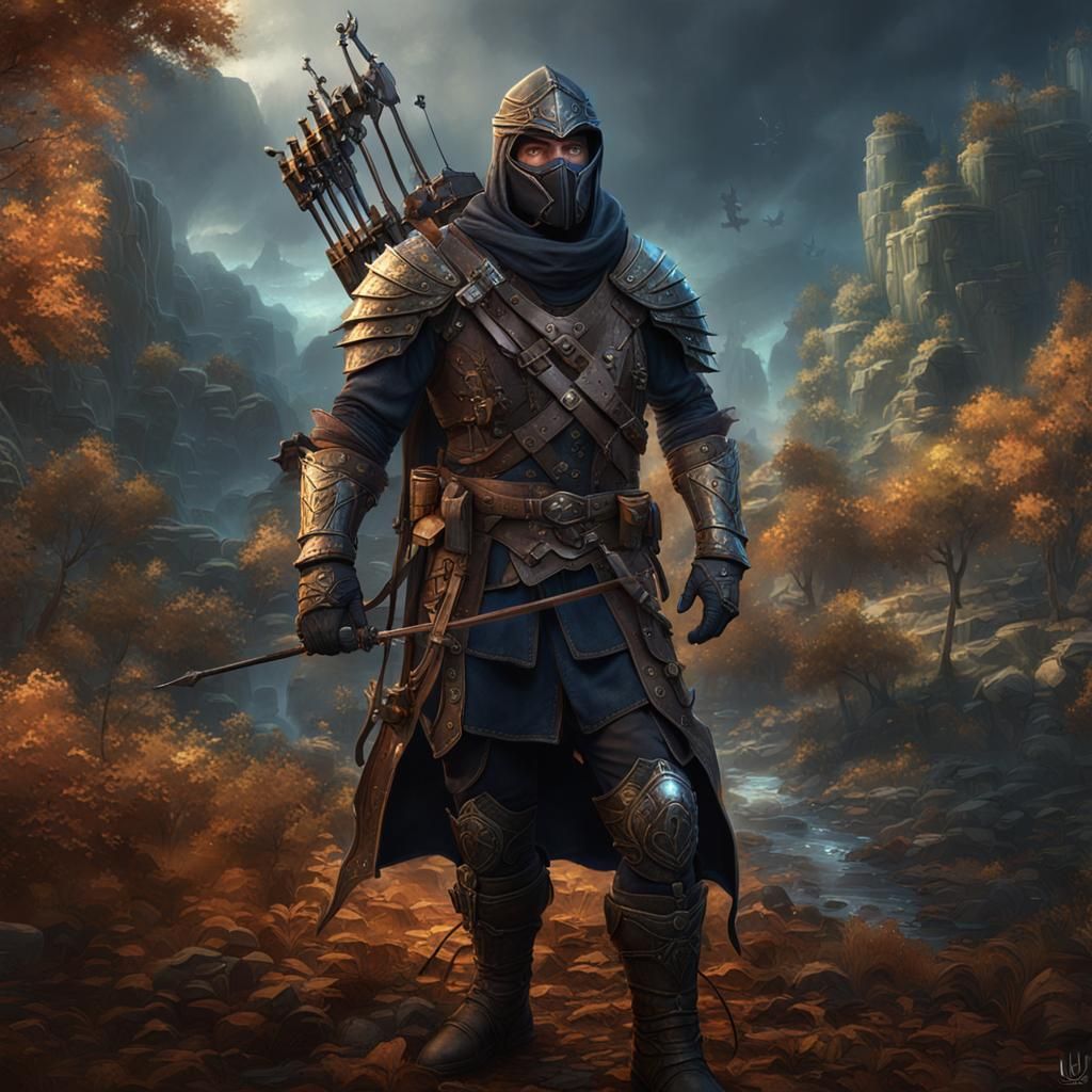 Dark Fantasy Bandit Captain with Magic Crossbow