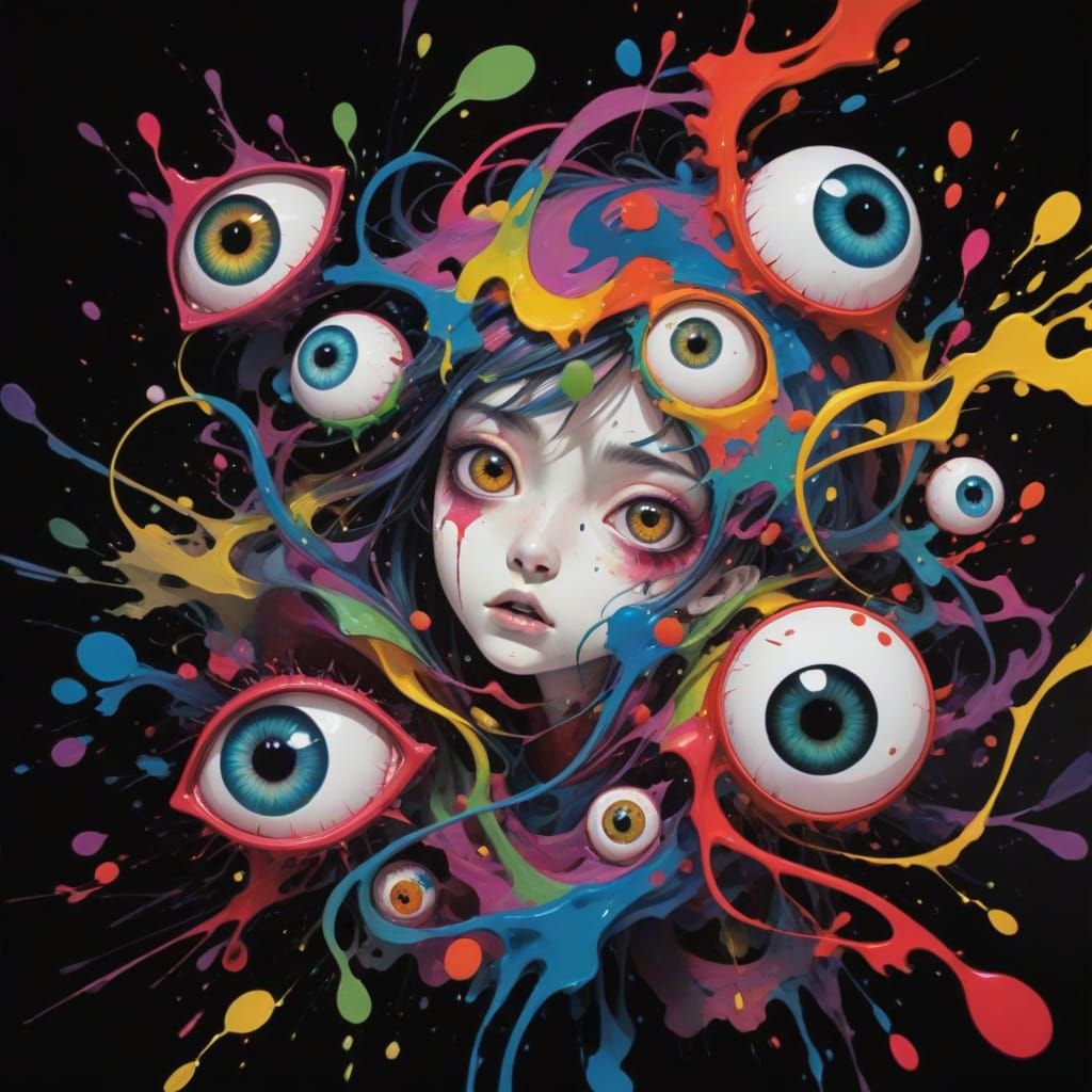 Surreal Anime Artwork with Abstract Forms