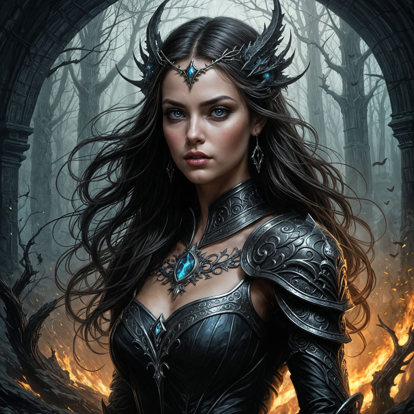 Powerful Woman in Dark Fantasy Art Style