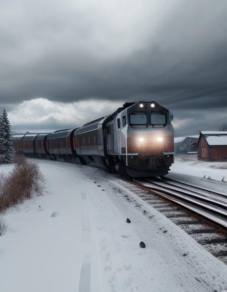Epic Winter Train Scene in Cinematic Realism