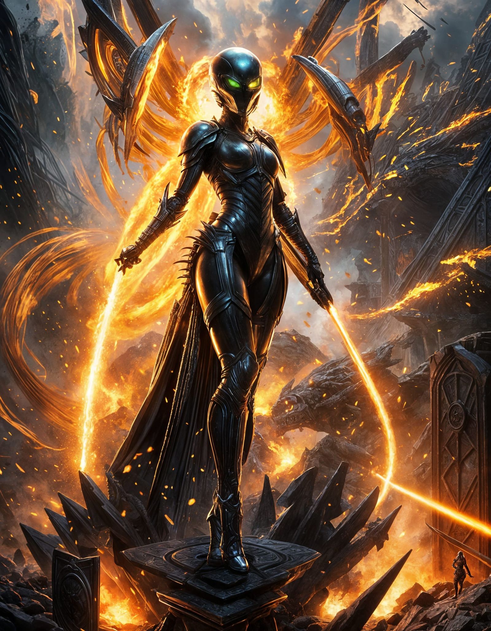 Amazonian Warrior Woman in Xenomorph Armor