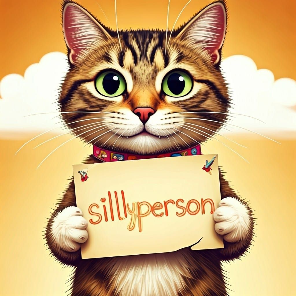 Whimsical Feline in Bright Collar Delights with Silly Poster