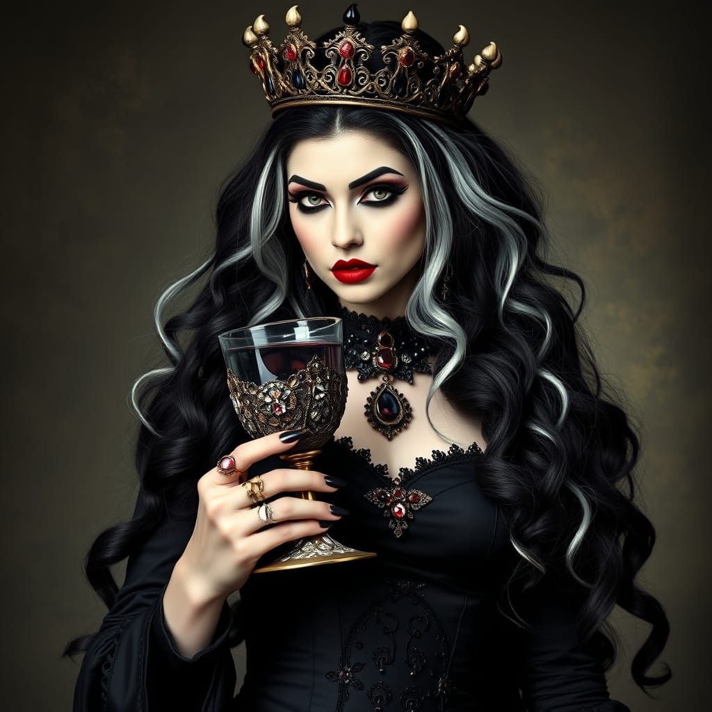 Queen of the Macabre in Dark, Luxurious Style