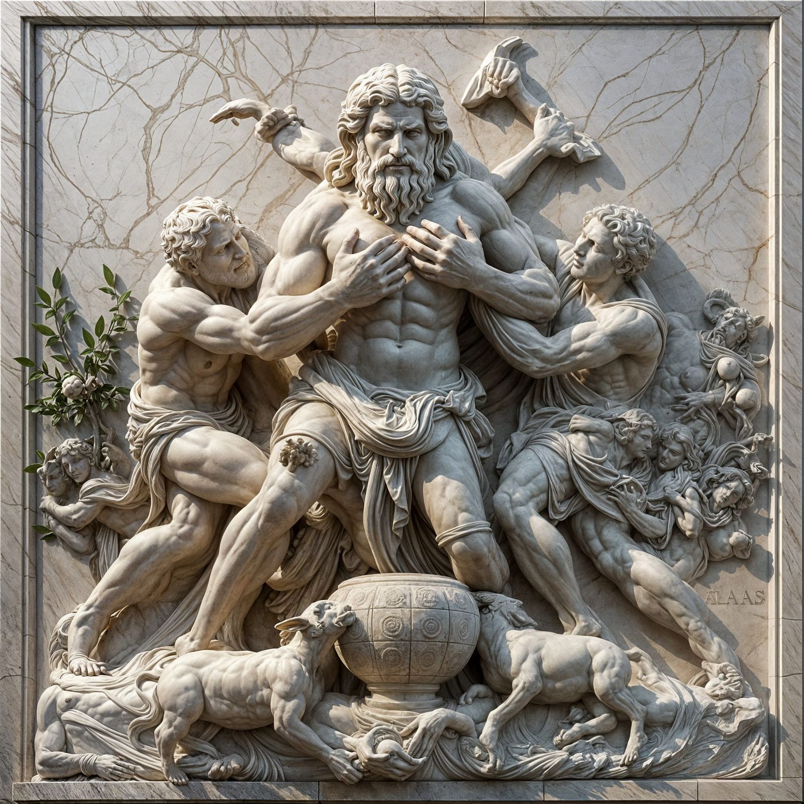 Classical Greek Sculpture: Atlas Battles Titans in Marble Re...