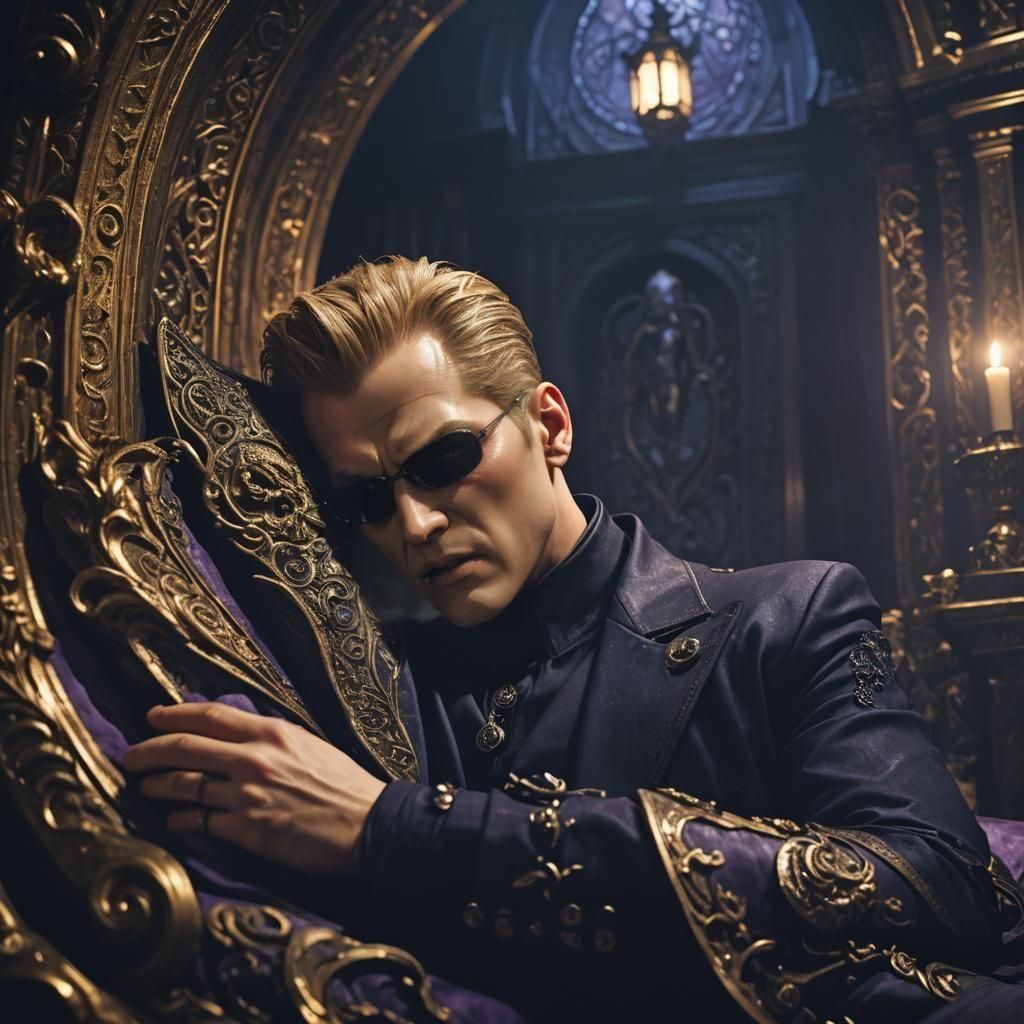 Albert Wesker Sleeping: Cinematic Film Still