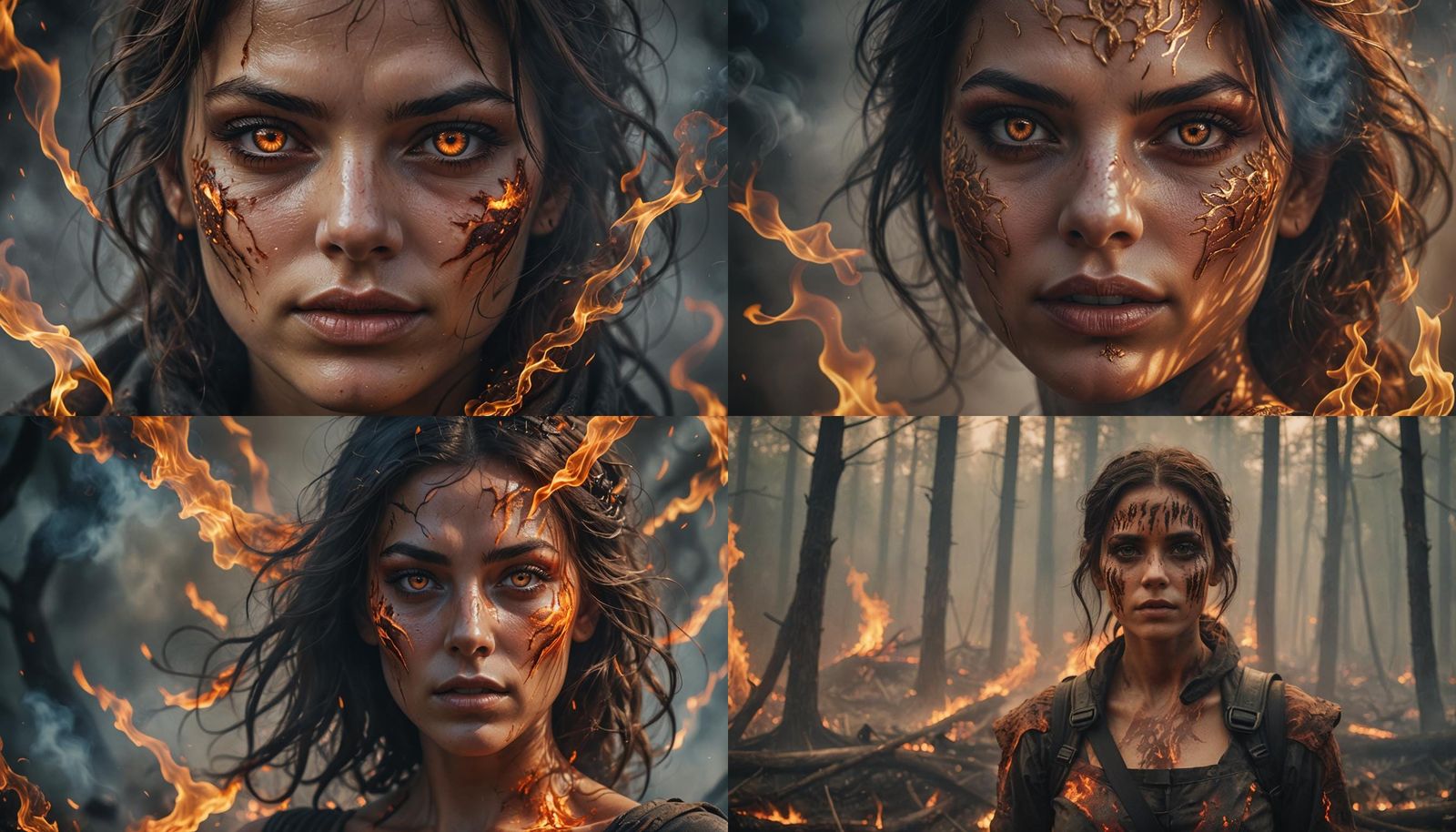 Fiery Portrait of Woman Lit by Wildfire