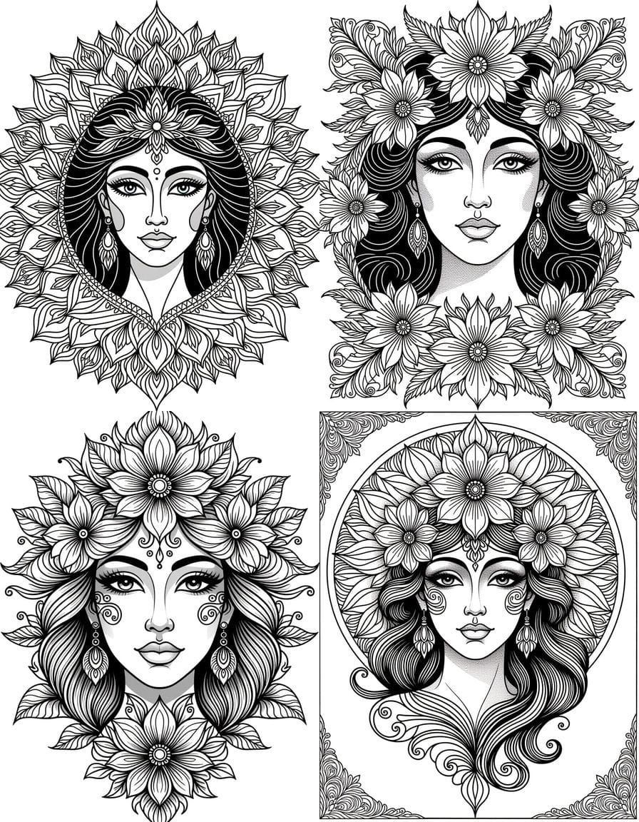 Black and White Mandala Human Coloring Page