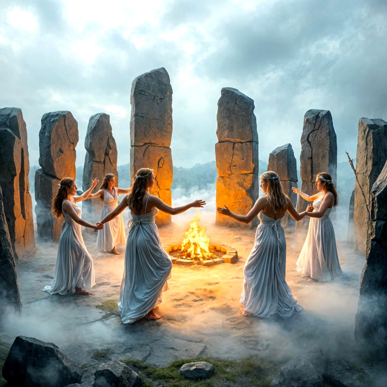 Ethereal Women Dance at Ancient Stone Circle